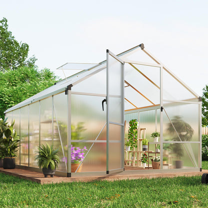 IDEALHOUSE 8×10 FT Greenhouse, Large Walk in Greenhouses for Outdoors and Garden Planting, Polycarbonate Greenhouse with Enhanced Aluminum Frame, Green Houses with Quick Setup Structure and Roof Vent