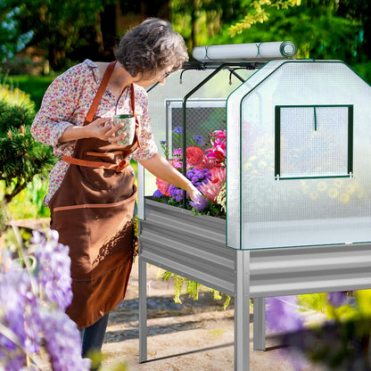 Lineware Raised Garden Bed with Self-Watering System, 6x3x1 ft Elevated Planter Boxes Outdoor with PE Cover, Galvanized Raised Beds for Gardening,Vegetables,Flowers, Backyard, Patio