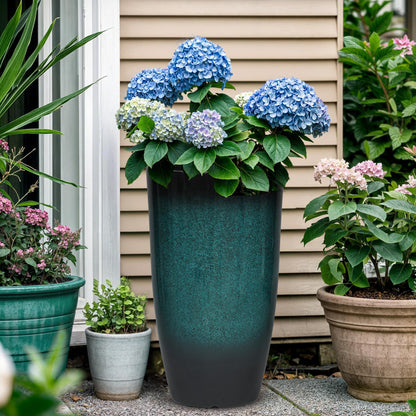 Autodaya 22" Urn Planters Outdoor Planter for Plants Set of 2 Timeless Plastic Large Flower Pot with Drainage Hole Terrazzo White Garden Pots for Porch, Patio Christmas Decor