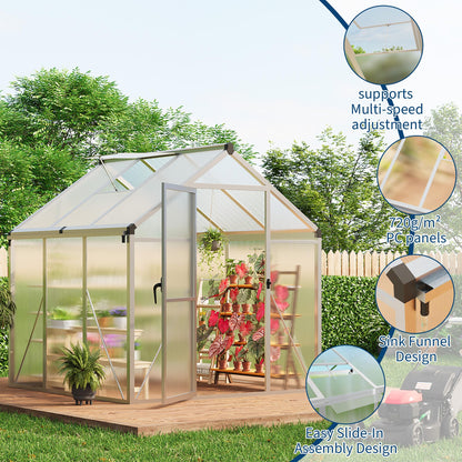 IDEALHOUSE 8×10 FT Greenhouse, Large Walk in Greenhouses for Outdoors and Garden Planting, Polycarbonate Greenhouse with Enhanced Aluminum Frame, Green Houses with Quick Setup Structure and Roof Vent