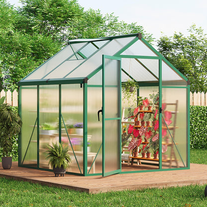 IDEALHOUSE 8×10 FT Greenhouse, Large Walk in Greenhouses for Outdoors and Garden Planting, Polycarbonate Greenhouse with Enhanced Aluminum Frame, Green Houses with Quick Setup Structure and Roof Vent