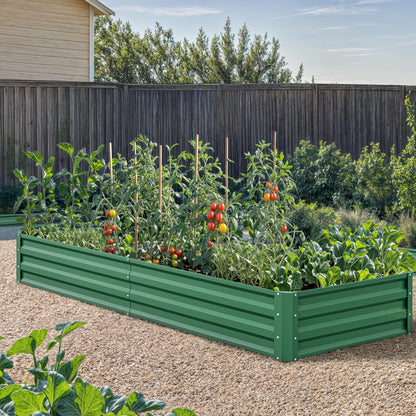 YITAHOME 6pcs 8x4x2 ft Galvanized Raised Garden Bed Kit, Large Metal Planter Box with Gloves, Safety Rubber & Support Rod, Outdoor Flower Bed for Plants Vegetables, Green