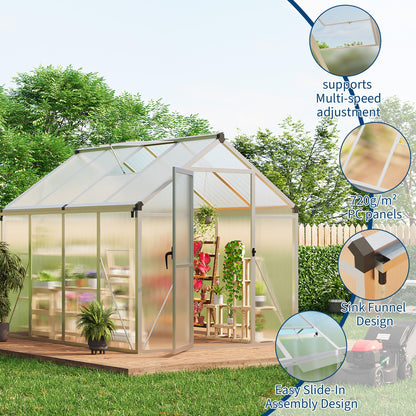 IDEALHOUSE 8×10 FT Greenhouse, Large Walk in Greenhouses for Outdoors and Garden Planting, Polycarbonate Greenhouse with Enhanced Aluminum Frame, Green Houses with Quick Setup Structure and Roof Vent