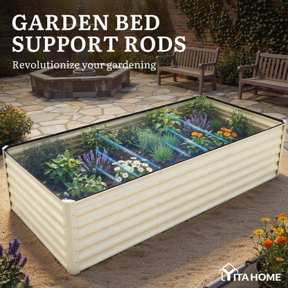 YITAHOME 8x4x1.5ft 2pcs Large Raised Garden Bed Kit, Galvanized Metal Planter Box with Gloves, Outdoor Above Ground Planters for Plants Vegetables Flowers, Silver