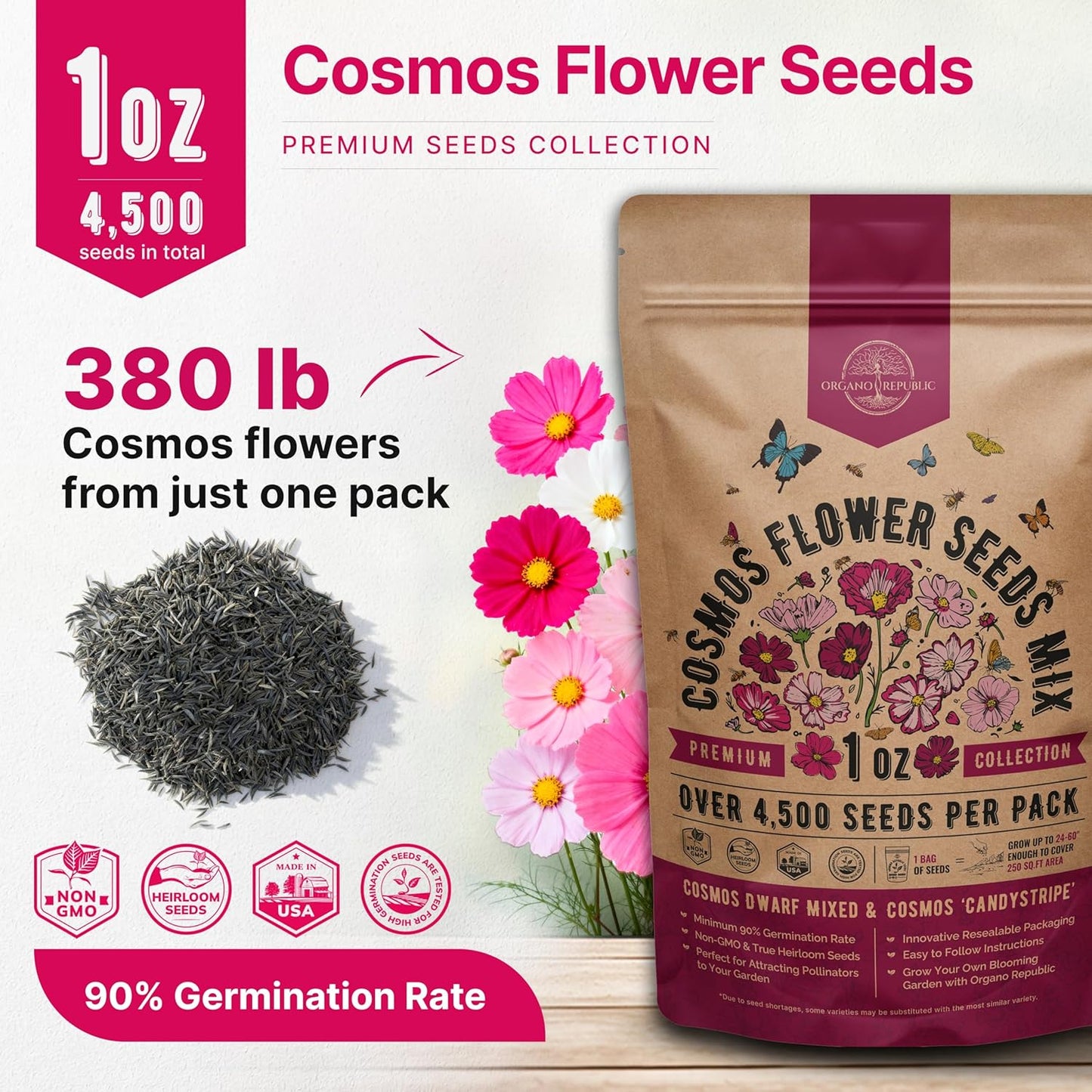 Sunflower Mix Seeds Pack 8 oz - Over 10,300 Non-GMO Heirloom Sunflower Seeds for Planting, Annual Flowers in Individual Seed Packet for Planting Home Garden Indoor & Outdoor Gardening