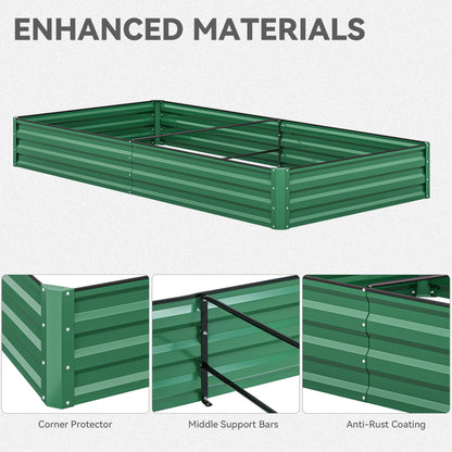 YITAHOME 6pcs 8x4x2 ft Galvanized Raised Garden Bed Kit, Large Metal Planter Box with Gloves, Safety Rubber & Support Rod, Outdoor Flower Bed for Plants Vegetables, Green