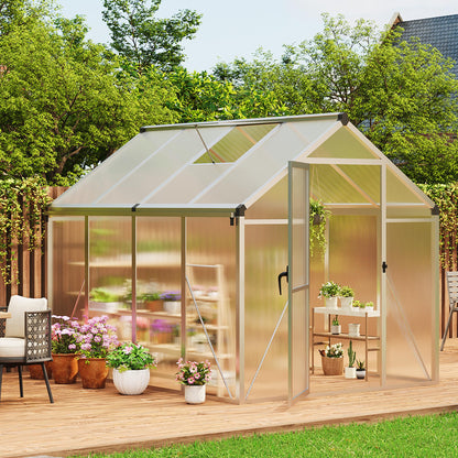 IDEALHOUSE 8×10 FT Greenhouse, Large Walk in Greenhouses for Outdoors and Garden Planting, Polycarbonate Greenhouse with Enhanced Aluminum Frame, Green Houses with Quick Setup Structure and Roof Vent