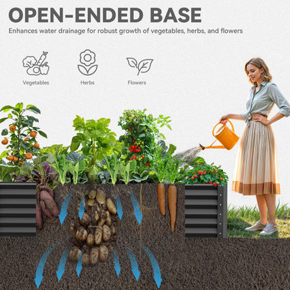 YITAHOME 6pcs 8x4x2 ft Galvanized Raised Garden Bed Kit, Large Metal Planter Box with Gloves, Safety Rubber & Support Rod, Outdoor Flower Bed for Plants Vegetables, Green