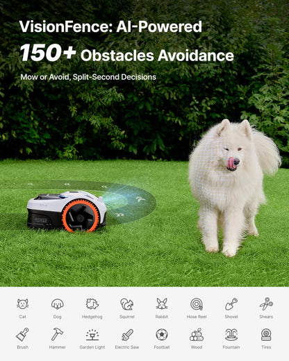 Segway Navimow i110N Robot Lawn Mower Perimeter Wire Free 1/4 Acre RTK+Vision Robotic Lawnmower, AI-Assisted Mapping, Virtual Boundary, APP Control, 58dB(A) Quiet, Multi-Zone Management