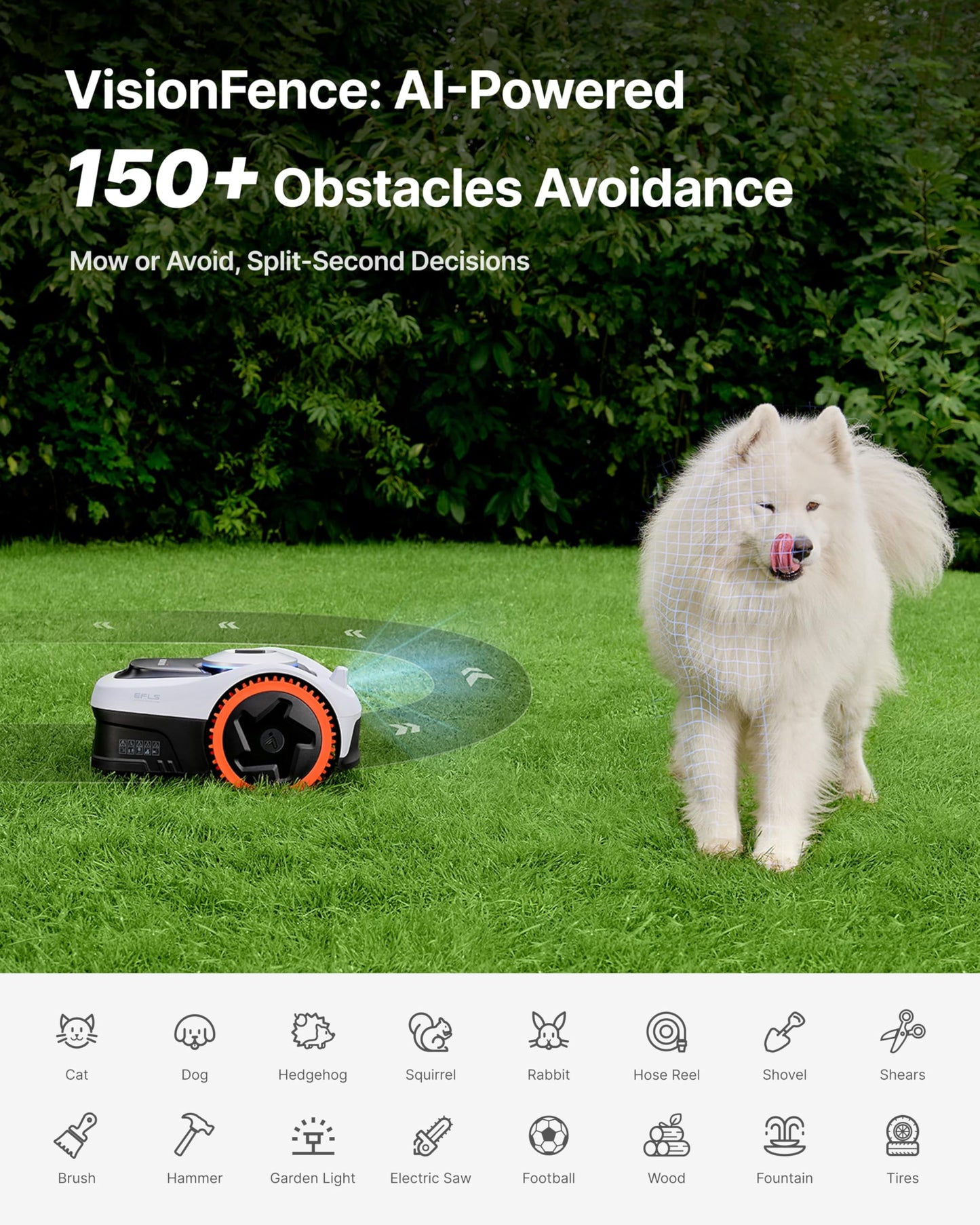 Segway Navimow i110N Robot Lawn Mower Perimeter Wire Free 1/4 Acre RTK+Vision Robotic Lawnmower, AI-Assisted Mapping, Virtual Boundary, APP Control, 58dB(A) Quiet, Multi-Zone Management