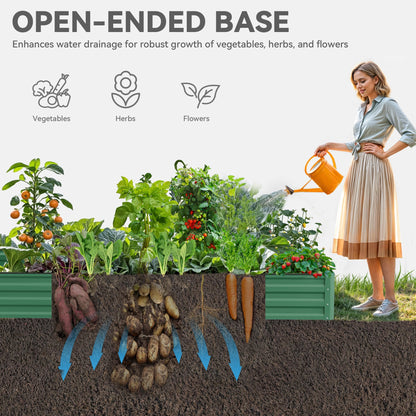 YITAHOME 6pcs 8x4x2 ft Galvanized Raised Garden Bed Kit, Large Metal Planter Box with Gloves, Safety Rubber & Support Rod, Outdoor Flower Bed for Plants Vegetables, Green