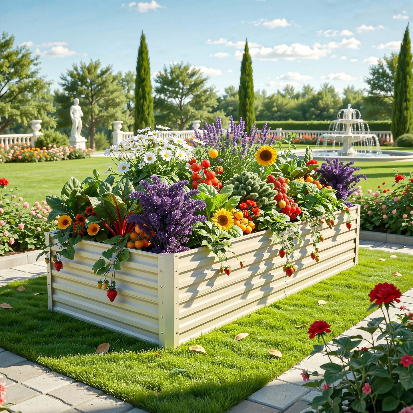 YITAHOME 8x4x1.5ft 2pcs Large Raised Garden Bed Kit, Galvanized Metal Planter Box with Gloves, Outdoor Above Ground Planters for Plants Vegetables Flowers, Silver
