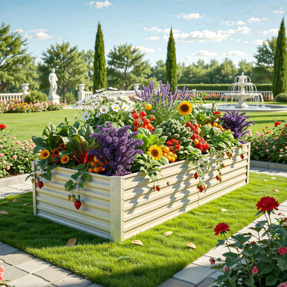 YITAHOME 8x4x1.5ft 2pcs Large Raised Garden Bed Kit, Galvanized Metal Planter Box with Gloves, Outdoor Above Ground Planters for Plants Vegetables Flowers, Silver
