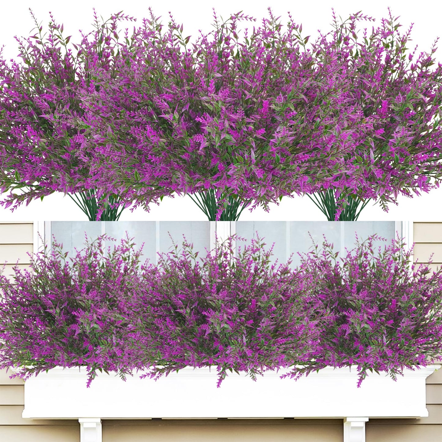 36 Pcs Artificial Flowers for Outdoors, Faux Artificial Plants UV Resistant Fake Plants Outside for Planter Porch Window Home Patio Yard Garden Decor (Mixed Purple)