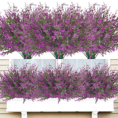 36 Pcs Artificial Flowers for Outdoors, Faux Artificial Plants UV Resistant Fake Plants Outside for Planter Porch Window Home Patio Yard Garden Decor (Mixed Purple)