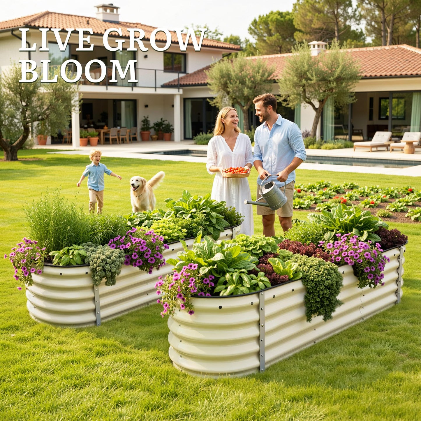 YITAHOME 8x4x1.5ft 2pcs Large Raised Garden Bed Kit, Galvanized Metal Planter Box with Gloves, Outdoor Above Ground Planters for Plants Vegetables Flowers, Silver