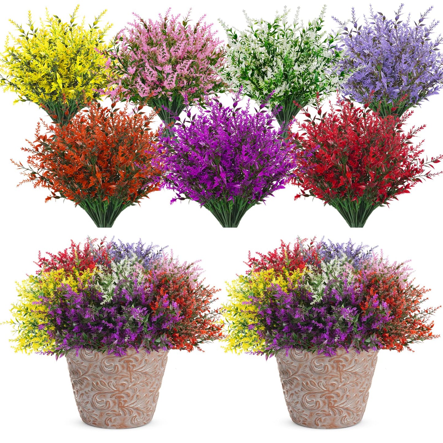 36 Pcs Artificial Flowers for Outdoors, Faux Artificial Plants UV Resistant Fake Plants Outside for Planter Porch Window Home Patio Yard Garden Decor (Mixed Purple)