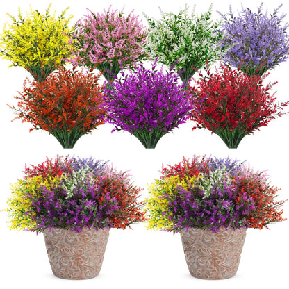 36 Pcs Artificial Flowers for Outdoors, Faux Artificial Plants UV Resistant Fake Plants Outside for Planter Porch Window Home Patio Yard Garden Decor (Mixed Purple)
