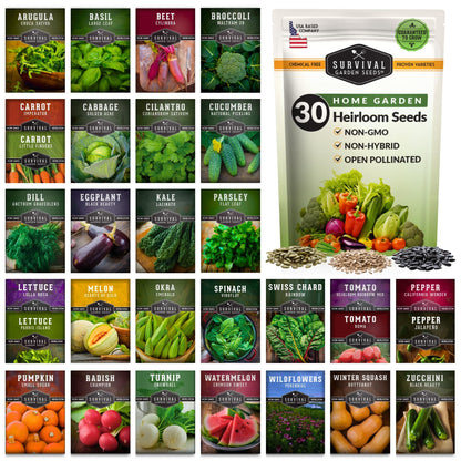 Survival Farmer Seed Vault – 100 Pack of Heirloom Vegetable Seeds for Planting – Non-GMO Vegetables, Fruits, Herbs – Sealed Kit for Long-Term Emergency Storage – Survival Garden Seeds