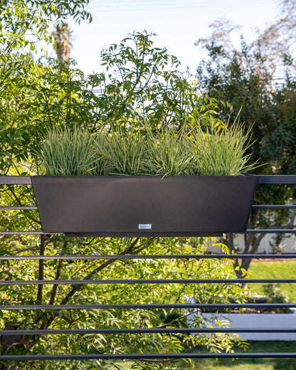 Veradek Pure Series Railing Planter - Plastic Hanging Planter for Outdoor Balcony/Fence | Durable All-Weather Use with Adjustable Brackets | Modern Décor for Flowers, Succulents, Hanging Plants