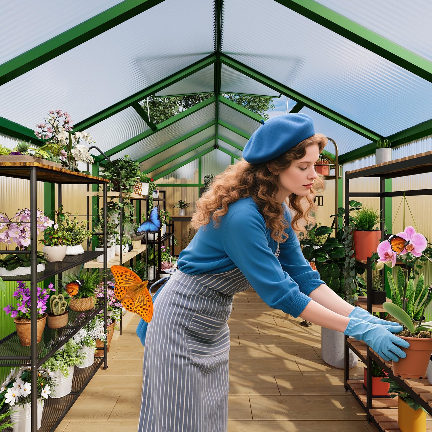 IDEALHOUSE 8×10 FT Greenhouse, Large Walk in Greenhouses for Outdoors and Garden Planting, Polycarbonate Greenhouse with Enhanced Aluminum Frame, Green Houses with Quick Setup Structure and Roof Vent