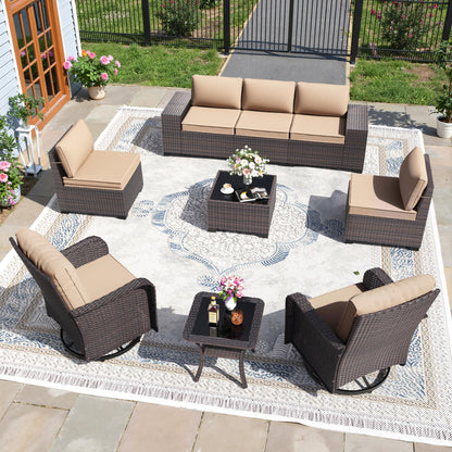 13 PCS Outdoor Patio Furniture Set,Outdoor Sectional Furniture with 43" 55000 BTU Gas Propane Fire Pit Table,All Weather PE Rattan Wicker Patio Conversation Set,Navy Blue