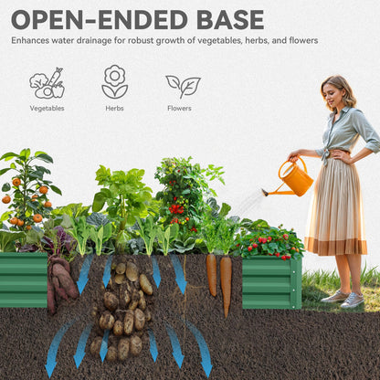 YITAHOME 6pcs 8x4x2 ft Galvanized Raised Garden Bed Kit, Large Metal Planter Box with Gloves, Safety Rubber & Support Rod, Outdoor Flower Bed for Plants Vegetables, Green