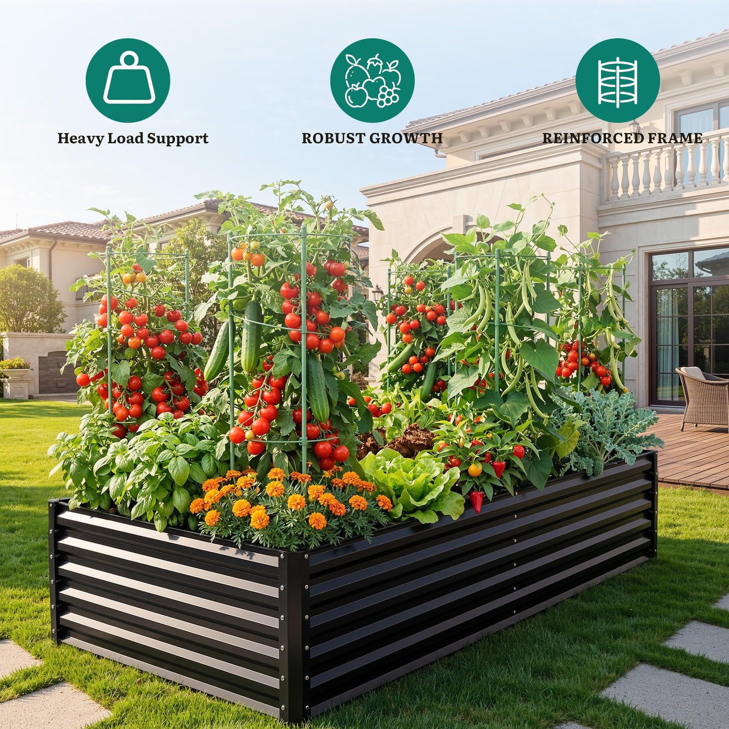 YITAHOME 8x4x1.5ft 2pcs Large Raised Garden Bed Kit, Galvanized Metal Planter Box with Gloves, Outdoor Above Ground Planters for Plants Vegetables Flowers, Silver