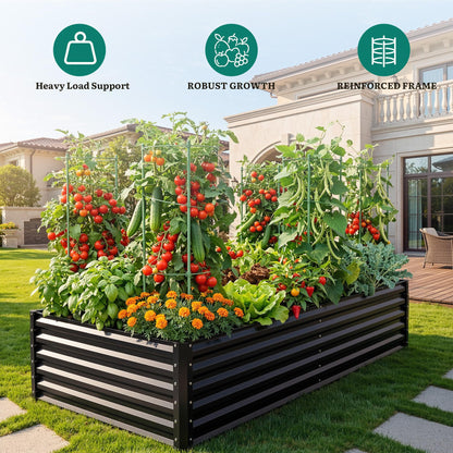 YITAHOME 8x4x1.5ft 2pcs Large Raised Garden Bed Kit, Galvanized Metal Planter Box with Gloves, Outdoor Above Ground Planters for Plants Vegetables Flowers, Silver