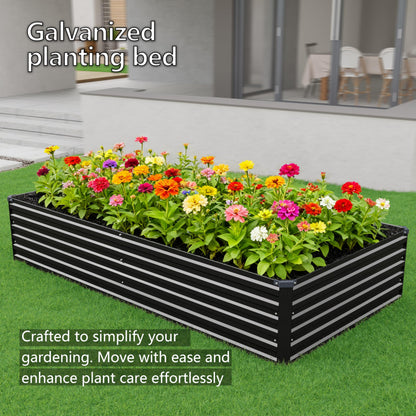 DIIYIV 8x4x1.5FT Galvanized Raised Garden Bed,Vegetable Boxes-Rectangle Metal Flower Box,Large Planter Raised Beds Outdoor Garden for Planting,Fruit,Herb-Silver