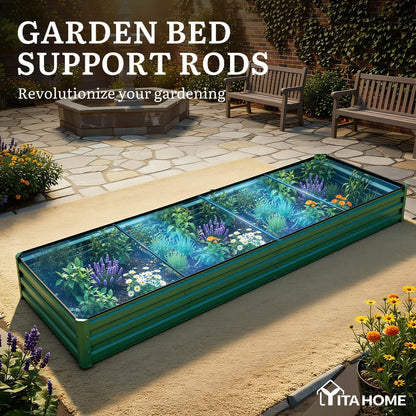 YITAHOME 6pcs 8x4x2 ft Galvanized Raised Garden Bed Kit, Large Metal Planter Box with Gloves, Safety Rubber & Support Rod, Outdoor Flower Bed for Plants Vegetables, Green