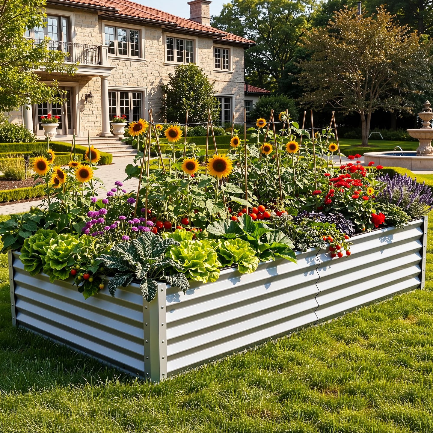 YITAHOME 8x4x1.5ft 2pcs Large Raised Garden Bed Kit, Galvanized Metal Planter Box with Gloves, Outdoor Above Ground Planters for Plants Vegetables Flowers, Silver